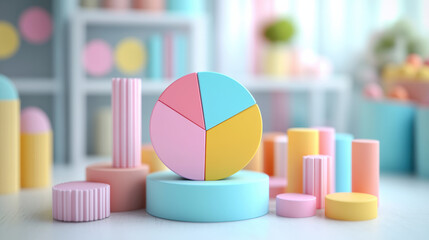 Poster - Colorful abstract geometric shapes in pastel tones creating a modern and artistic composition.
