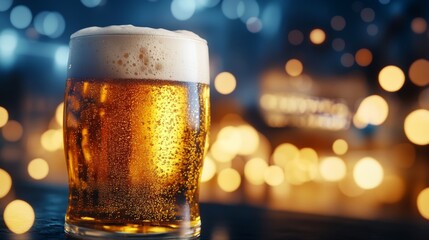 poster with golden beer while enjoying a vibrant atmosphere during Oktoberfest festivities