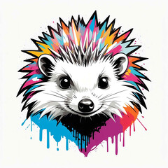 Canvas Print - Hedgehog head graffiti street style logo on plain white background