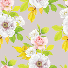 Poster - floral hand drawn ornament seamless pattern