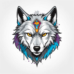 Poster - Wolf head graffiti street style logo on plain white background