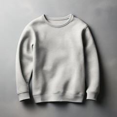 Silver blank sweater without folds flat lay isolated on gray modern seamless background