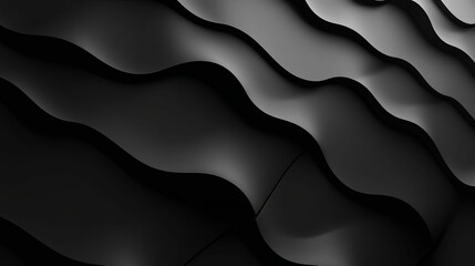 Wall Mural - Abstract Black Wavy Pattern with Shadows and Depth