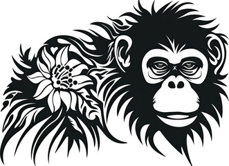 Beautiful Orangutan Logo, Ape Design for Your Corporate and Business Graphic Resource or Creative Project, Ai Generative