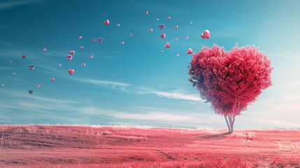 Valentine's Day background with heart shaped tree