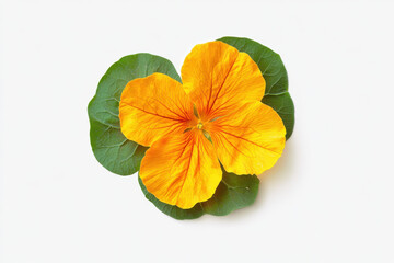 Wall Mural - Ultra-Realistic UHD Photo of a Nasturtium Flower on White Background