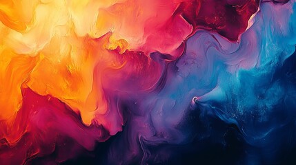 Poster - Abstract Swirling Colors in Yellow, Red, Purple, and Blue