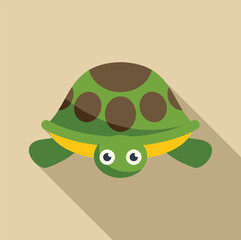 Poster - Cute green turtle looking up with big eyes cartoon illustration