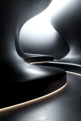 Poster - A futuristic, sleek, illuminated corridor with curving, smooth surfaces and a minimalist design, featuring ambient lighting and abstract architecture.