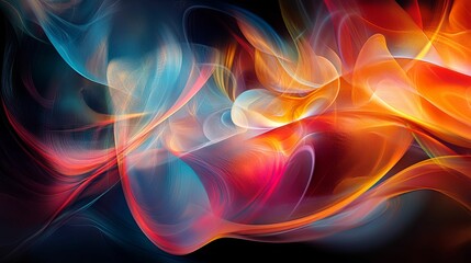 Poster - Abstract Swirling Colors and Lines in Dark Background