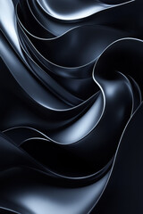 Poster - Abstract glossy black wavy texture with smooth curves creating a modern, elegant, and dynamic visual effect, perfect for backgrounds or digital artworks.