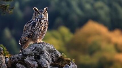 Sticker - Majestic Owl Perched on a Rocky Outcrop