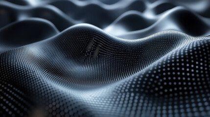 Poster - Abstract digital wave with glowing dots creating a futuristic landscape. Perfect for technology backgrounds and modern design concepts.