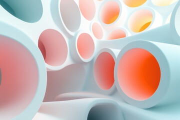 Poster - Abstract geometric background with colorful circular shapes creating a vibrant and dynamic pattern in modern pastel tones.