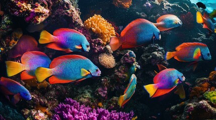 Sticker - Colorful Fish in a Coral Reef