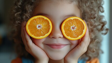 Little Girl Playing With Oranges