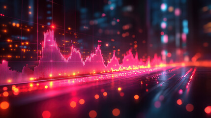 Poster - abstract financial graph with glowing data points showcasing market trends and analysis. high-impact