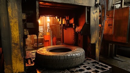 Wall Mural - Tire Production in a Factory Setting