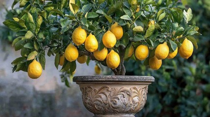 Canvas Print - Lemon Tree in a Decorative Pot