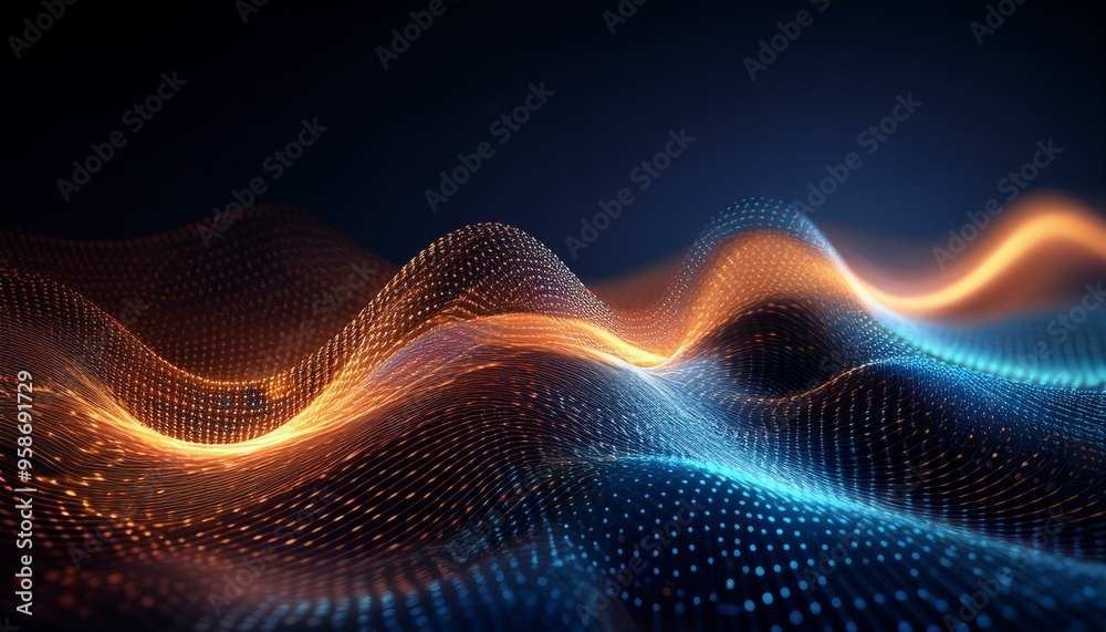Lightwave Visualization visualization depicting a wave or surface made of dots of light, with ...
