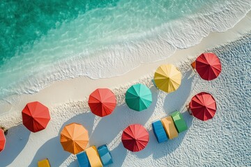 Wall Mural - a group of colorful umbrellas sitting on top of a sandy beach