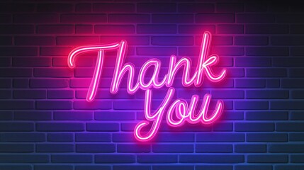 Thank you Retro Neon Sign on Trendy Background. AI Generative