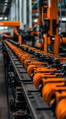 Poster - In a smart digital factory, a robotic arm skillfully crafts advanced steel components for the automotive industry utilizing precise CNC machining techniques