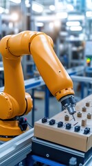 Poster - In a smart digital factory, a robotic arm skillfully crafts advanced steel components for the automotive industry utilizing precise CNC machining techniques