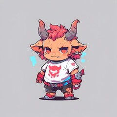 Sticker - Cute Red Demon Character