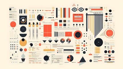 Fototapete - an infographic that demonstrates techniques for establishing visual hierarchy in typography, including variations in font size, weight, and style