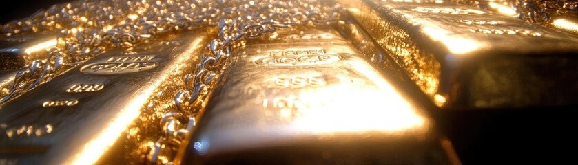 Poster - Stunning close-up of shiny gold bars, symbolizing wealth and luxury in a captivating light. Perfect for financial themes.