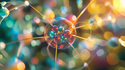 13. Close-up illustration of an atom at the core of a vibrant nutrient molecule