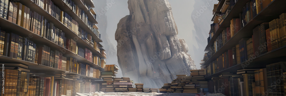 Unyielding Mountain of Knowledge: A jagged rock formation towering ...