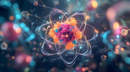 Sticker - 1. Visualize a vibrant atom surrounded by nutrient-rich molecular structures