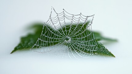 Wall Mural - Delicate Dew-Covered Spider Web