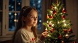 © PixaVerse Studio - A cute girl decorating christmas tree at home