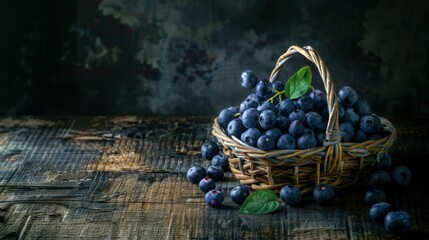 Blueberry in basket on table