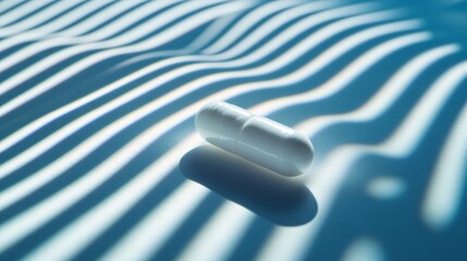 Poster - Photogram of medicine tablets arranged to form a geometric pattern casting sharp shadows on a light-sensitive surface Stock Photo with copy space