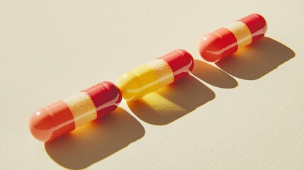 Poster - Photogram of a group of capsules arranged in a spiral shape casting shadows that emphasize their form and texture Stock Photo with copy space