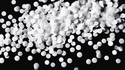 Poster - Detailed photogram of a handful of pills scattered across a light-sensitive surface creating random shadow patterns Stock Photo with copy space
