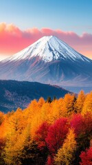 Sticker - Mount Fuji with Autumn Colors.