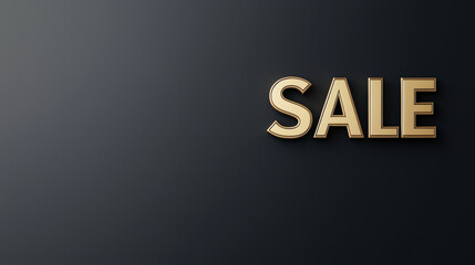 Minimalist design with the word Sale in gold on a dark background. Perfect for advertising, promotions, and marketing campaigns.