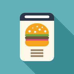 Poster - Online food ordering service represented with a smartphone displaying a burger icon and a menu
