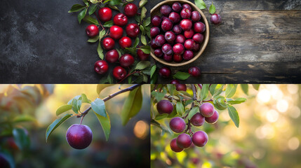 Sticker - red currant on a wooden background