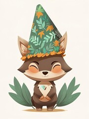 Sticker - Cute Raccoon with Party Hat