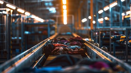 Wall Mural - A conveyor belt with clothes on it