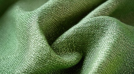 Poster - A textured green fabric close-up with a woven pattern, suitable for fashion, design, or upholstery contexts.