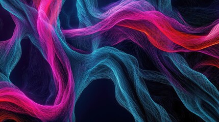Aufkleber - Vibrant abstract waves in pink and blue create a dynamic visual experience. Perfect for modern design projects and digital art.