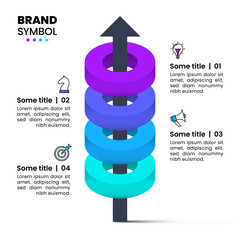 Wall Mural - Infographic template. Arrow with 4 rings and icons