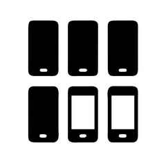 set of mobile phone silhouettes